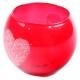 Red Frosted Heart Round Glass Votive Candle Holder 8cm 