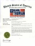 Karl Truman Trademark Certificate