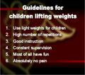 Guidelines for children lifting weights