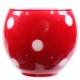 Red & White Polka Dot Round Glass Votive Candle Holder 7cm 