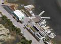 Overhead view of the BIAC boathouse in Redwood City