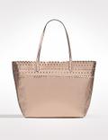 Faux Leather Laser-Cut Tote