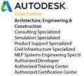 Autodesk Gold Partner, Architecture, Engineering and Construction, Government, Consulting Specialized, Simulation Specialized, Product Support Specialized, MEP Systems Engineering Specialized, Authorized Developer, Authorized Training Center, Authorized Certification Center