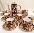 Royal Crown Derby coffee set with nine imari made for Tiffany cups and saucers