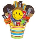 #80D Gourmet Cookies and Chocolate Candy Gift Basket with Smiley Face Cookie