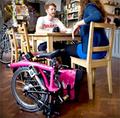 Brompton folding bicycles are ultra convenient! And can be pink!