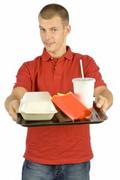 Man Holding Tray of Fast Food