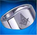Masonic Ring - 12mm Tungsten Signet style ring with symbol