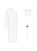 Shiny White Cap, Gown & Tassel