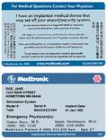 Medtronic Patient ID Card