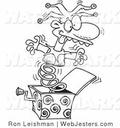 Clipart of a Coloring Page of a Jack in the Box Opening up by Ron Leishman