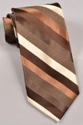 Stacy Adams Striped Tie & Pocket Square-  Brown/ Cream