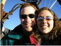 happy couple on hot air balloon flight