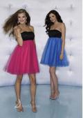 Beaded Satin and Tulle Strapless Empire Bodice with Bright Tulle Party Dress