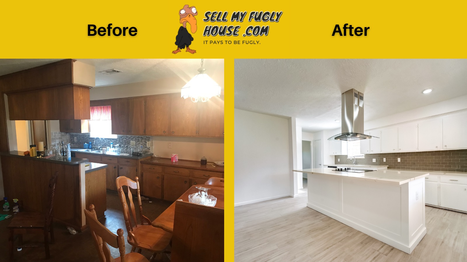 Before and after kitchen in Pasadena, TX