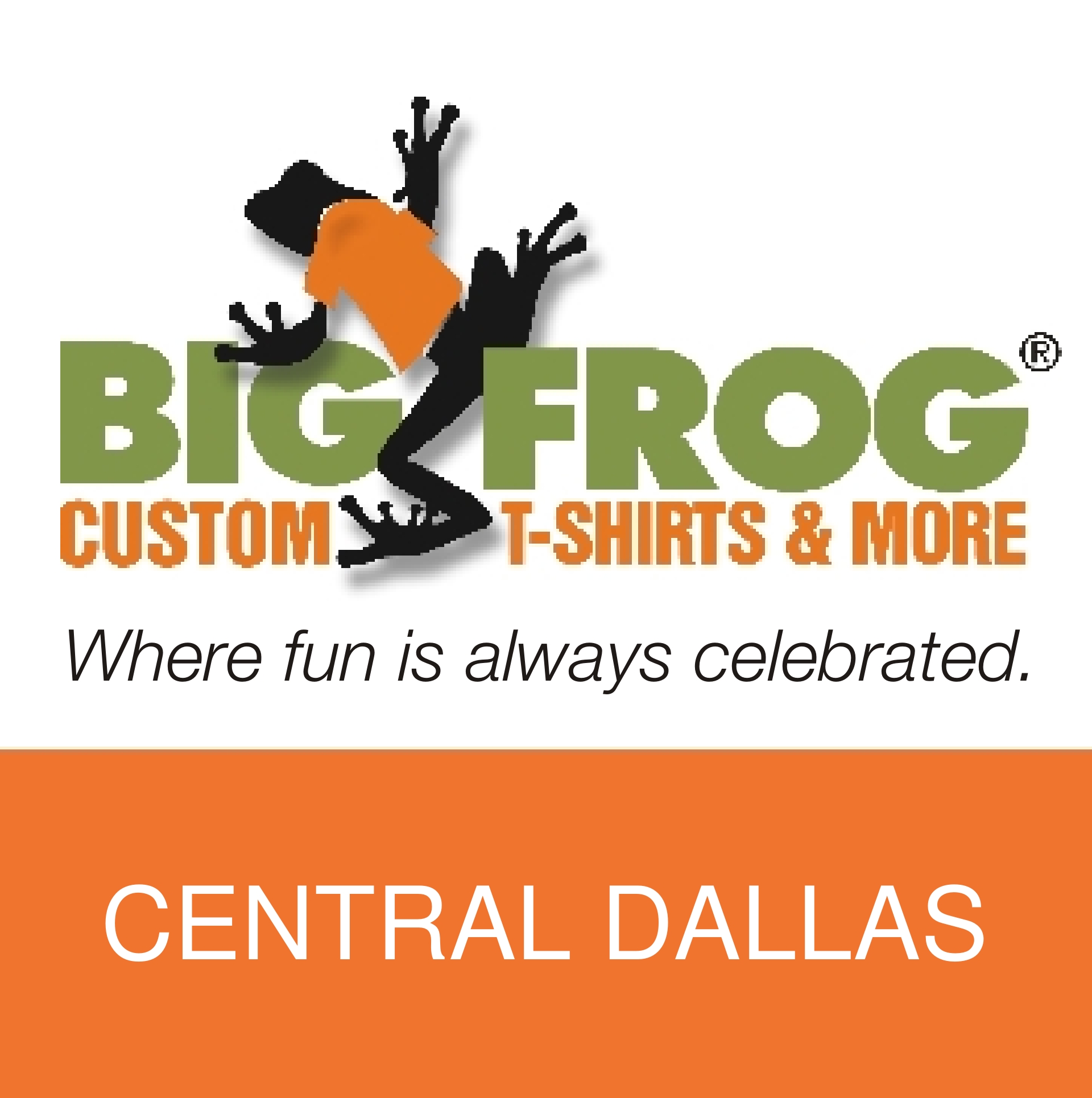 Big Frog Custom T-Shirts & More of Central Dallas's Logo