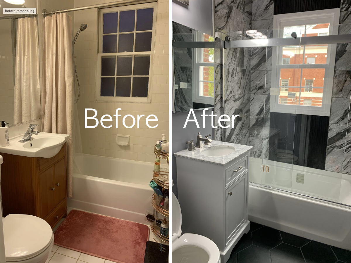 Before and after small bathroom upgrade