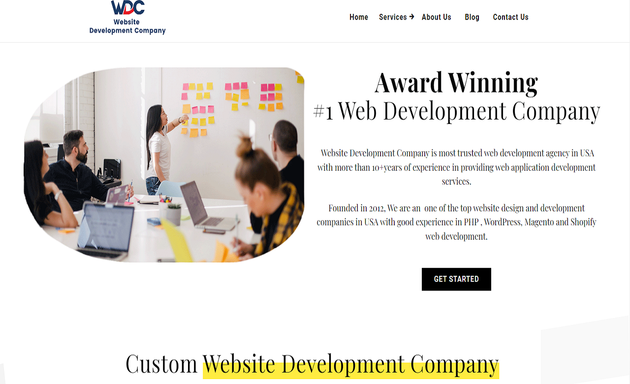 website development screen shot