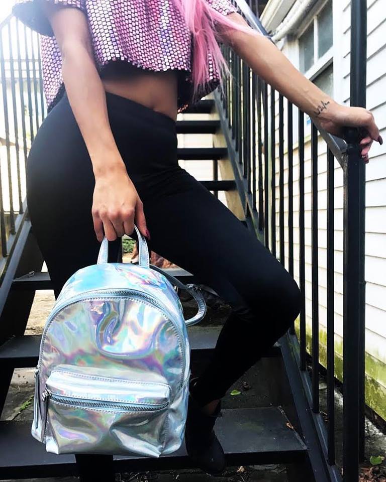 Holographic Backpack + Dancing Queen Top + Ride 'Em Leggings