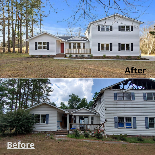 Before and After Renovation of Damaged House in Jacksonville NC