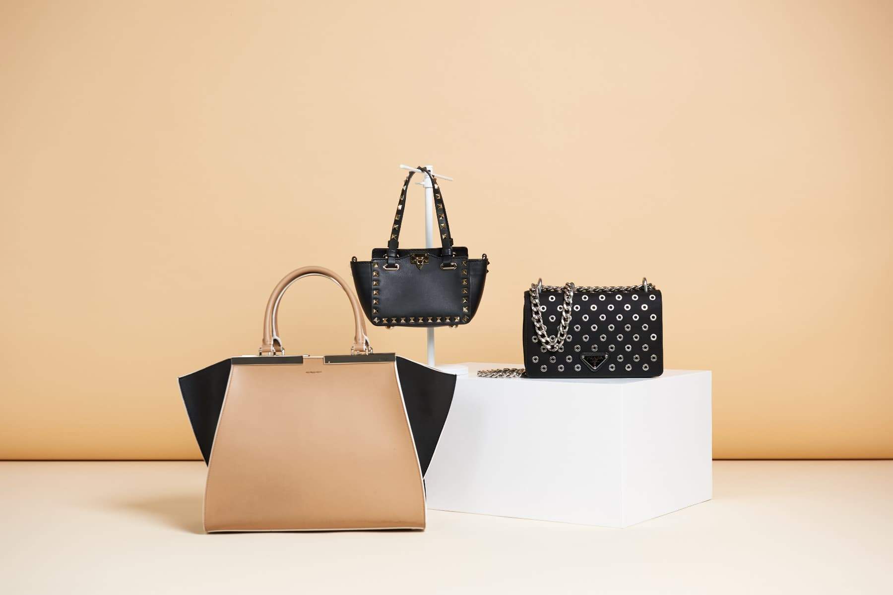 A variety of luxury handbags always cycle in and out of the Rebag store locations
