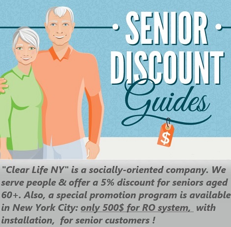 Senior discounts for water filters by Clear Life NY promo code